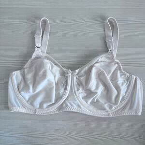 Bali Womens Full Coverage Bra 40D Cream Unlined Underwire Mesh Adjustable Straps